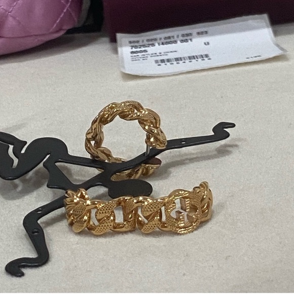 Gucci Brushed Gold GG chain hoop earrings - Picture 4 of 7